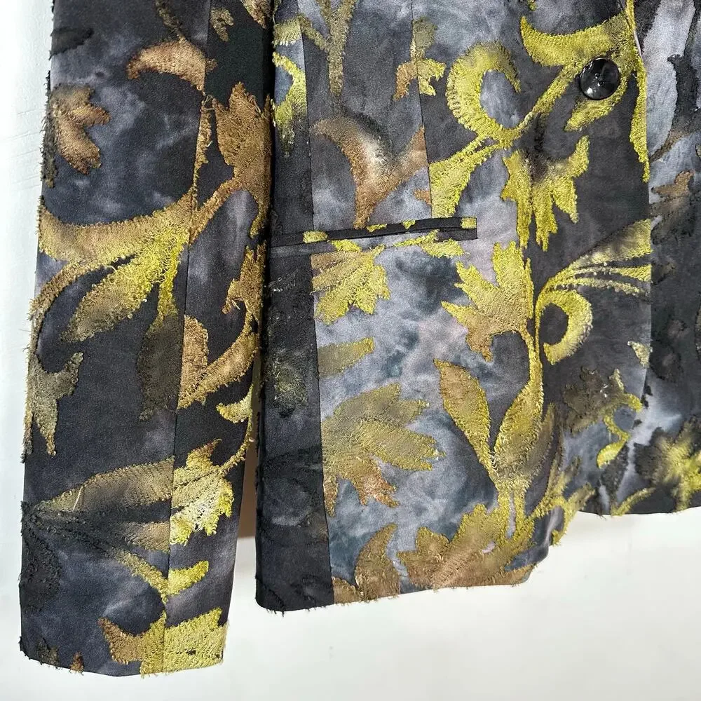 CARRE NOIR dark floral fairycore grunge blazer jacket womans‎ Medium - Picture 3 of 7